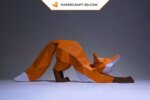 Papercraft renard qui s'étire en 3D