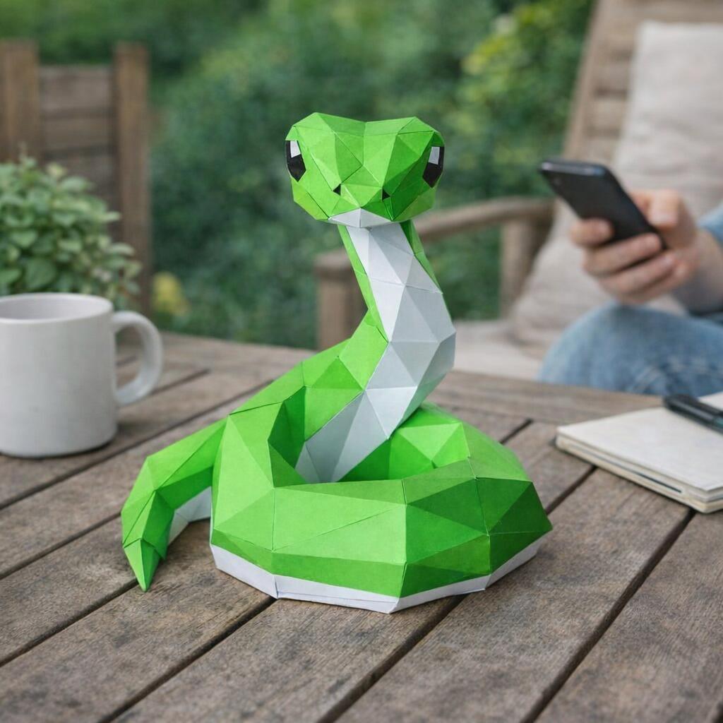 Papercraft serpent 3D en origami