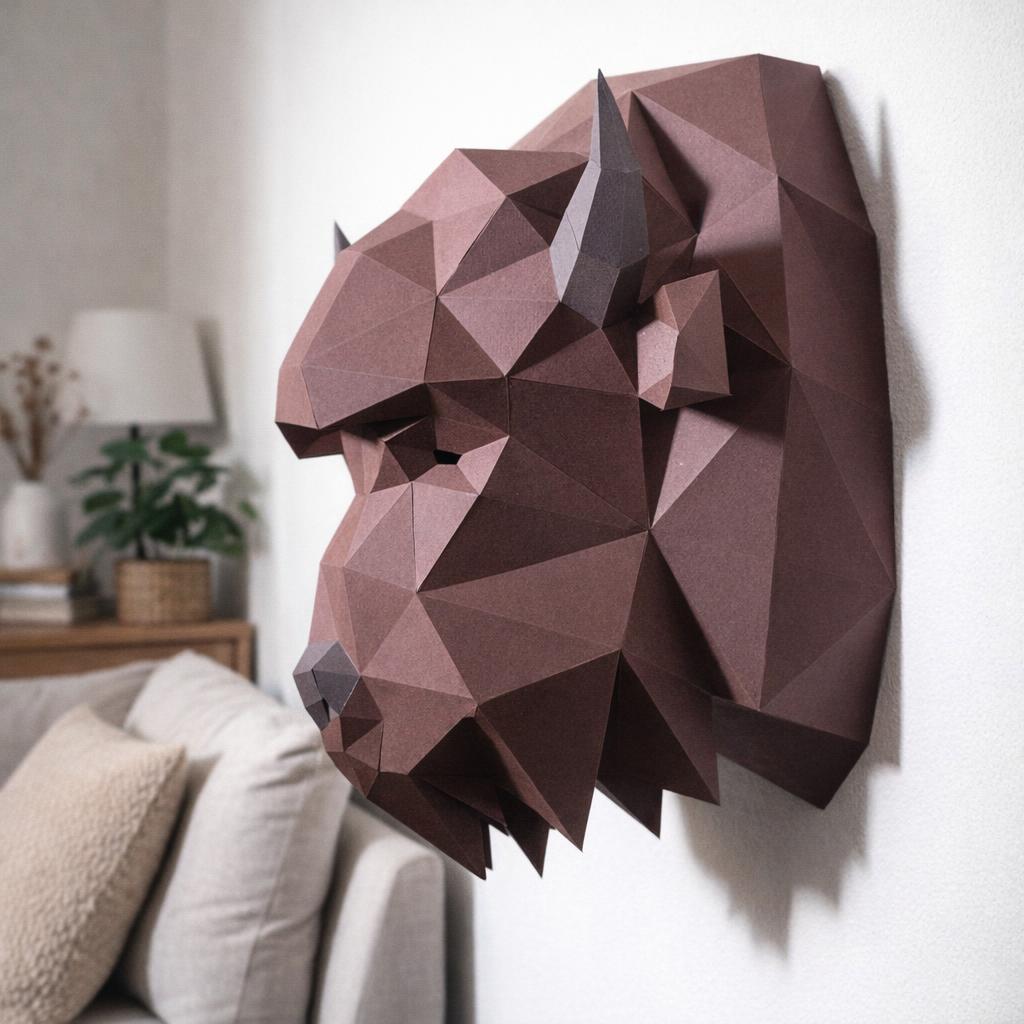 Papercraft tête de bison en 3D