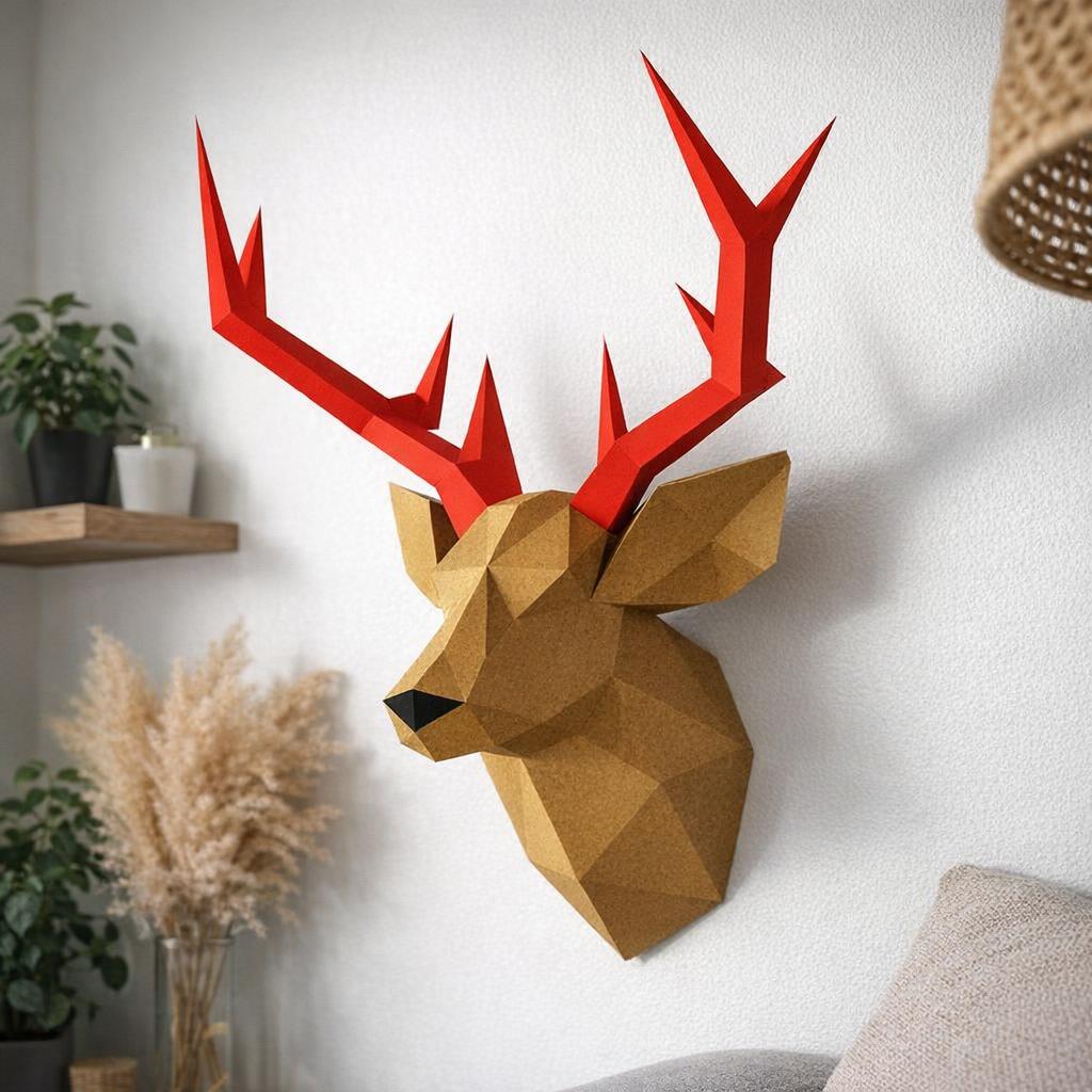 Papercraft tête de cerf mural en 3D