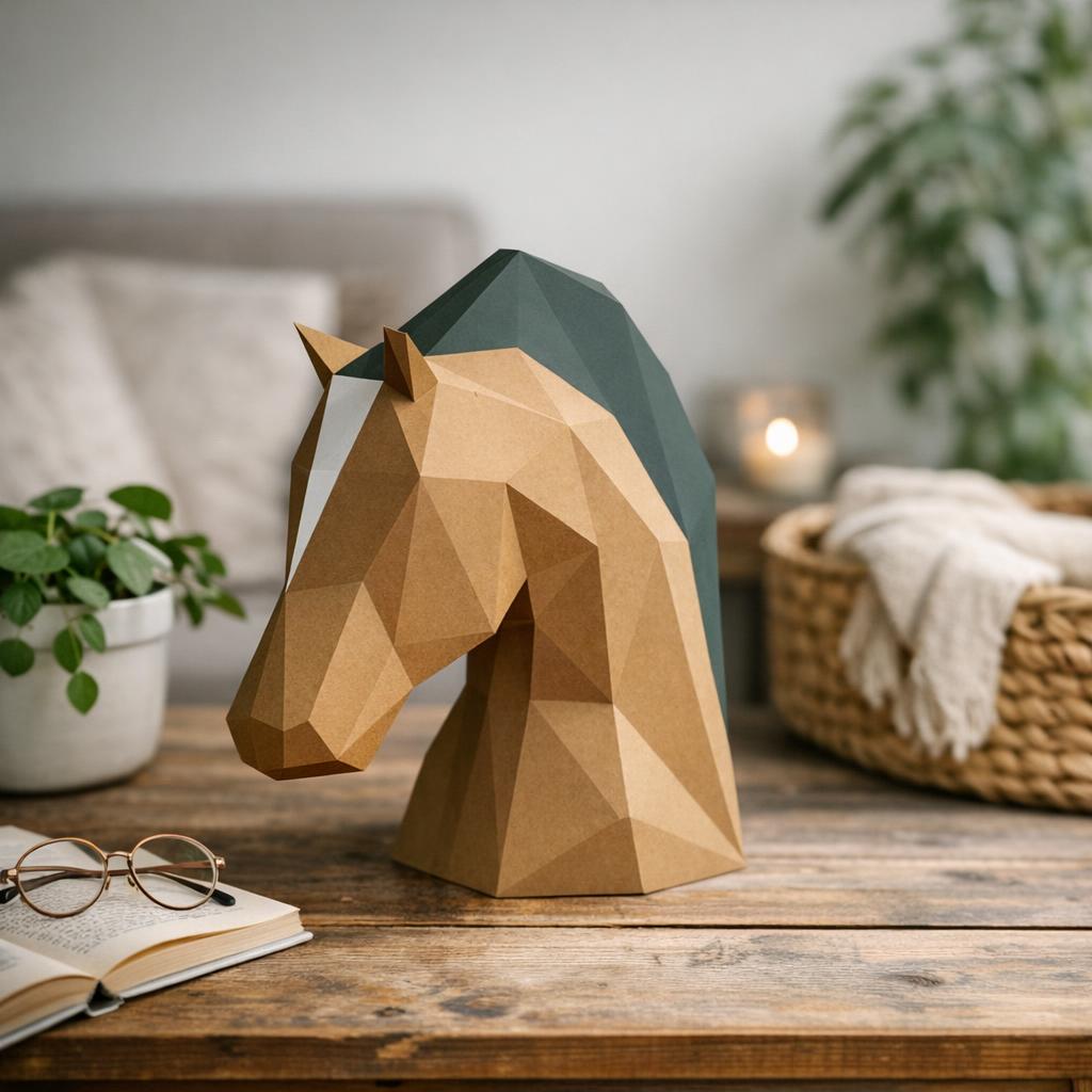 Papercraft tête de cheval en origami