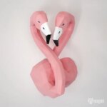 Papercraft tête de flamants rose en amoureux en 3D