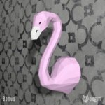 Papercraft tête de flamants rose en amoureux en 3D