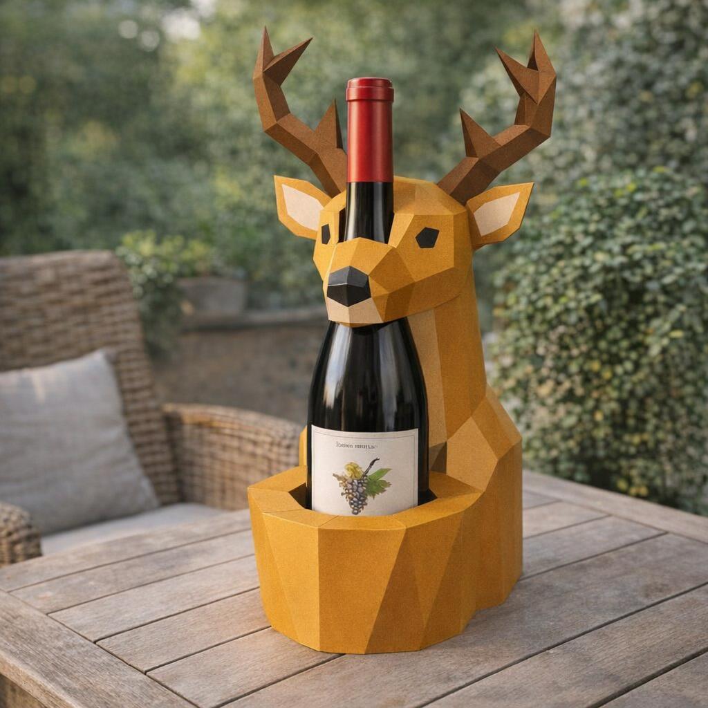 Porte-bouteille cerf en papercraft 3D