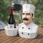 Porte-bouteille Chef – Buste de cuisinier en papercraft 3D