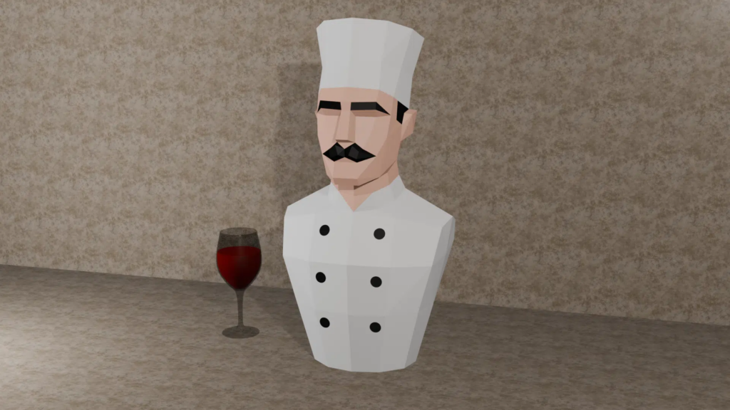 Porte-bouteille Chef – Buste de cuisinier en papercraft 3D