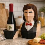Porte-bouteille décoratif - Serveuse rétro en papercraft 3D