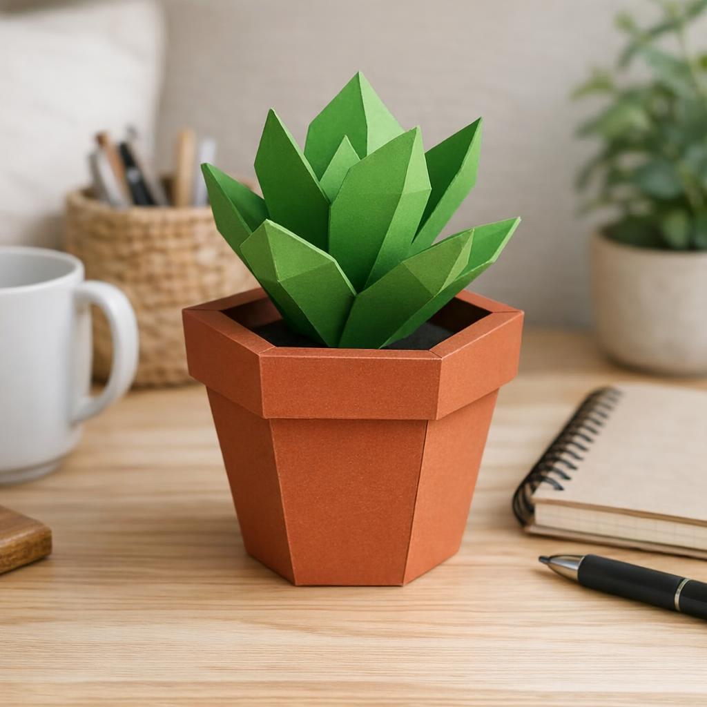 Pot de fleur en papercraft 3D