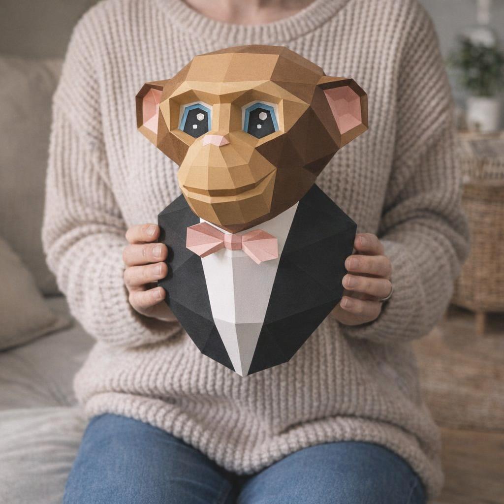 Singe en papercraft 3D