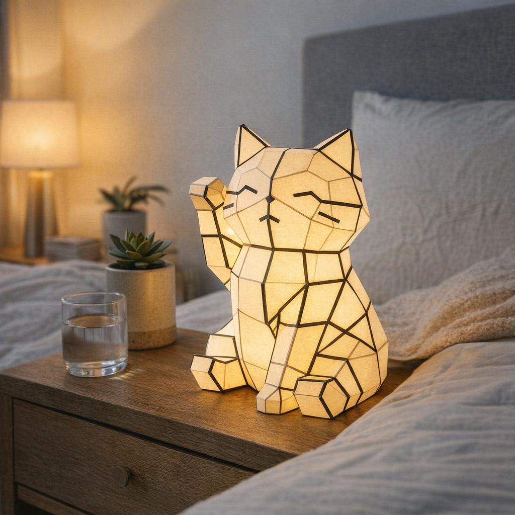 Veilleuse chat mignon en papercraft 3D