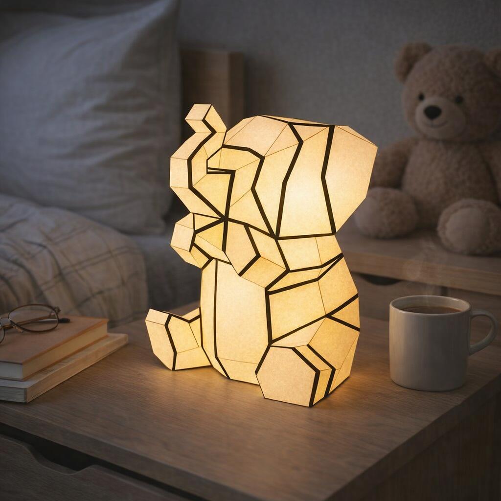 Veilleuse éléphant en papercraft 3D