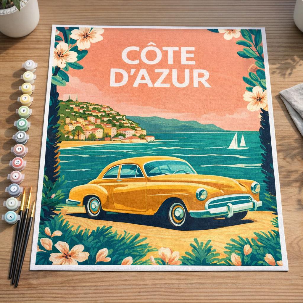 Affiche Vintage Côte d'Azur - Toile roulée