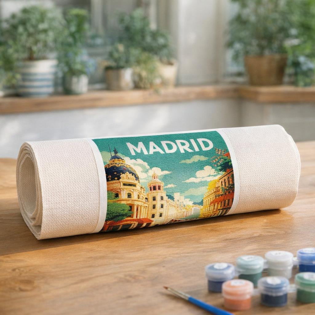 Affiche Vintage Madrid - Toile roulée