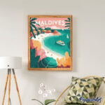 Affiche Vintage Maldives - Toile roulée