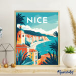 Affiche Vintage Nice - Toile roulée