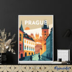 Affiche Vintage Prague - Toile roulée