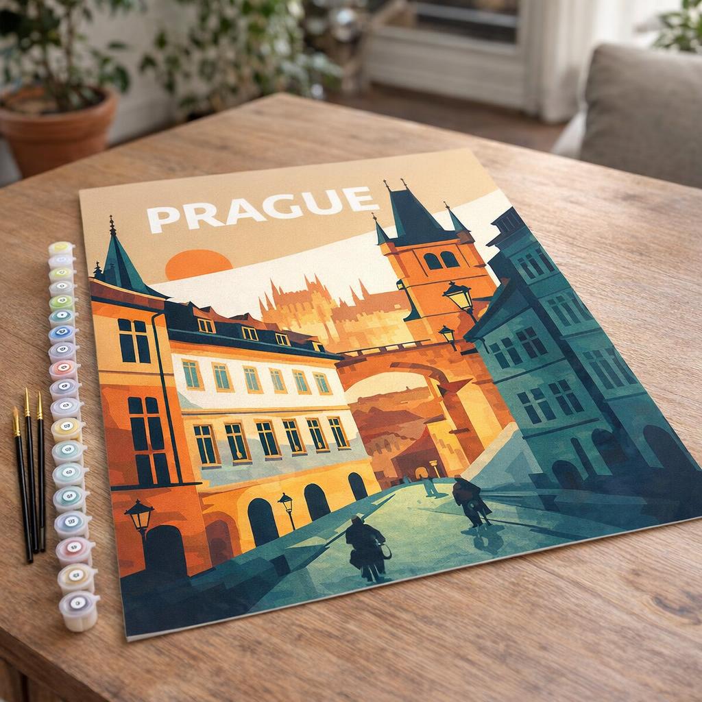 Affiche Vintage Prague - Toile roulée