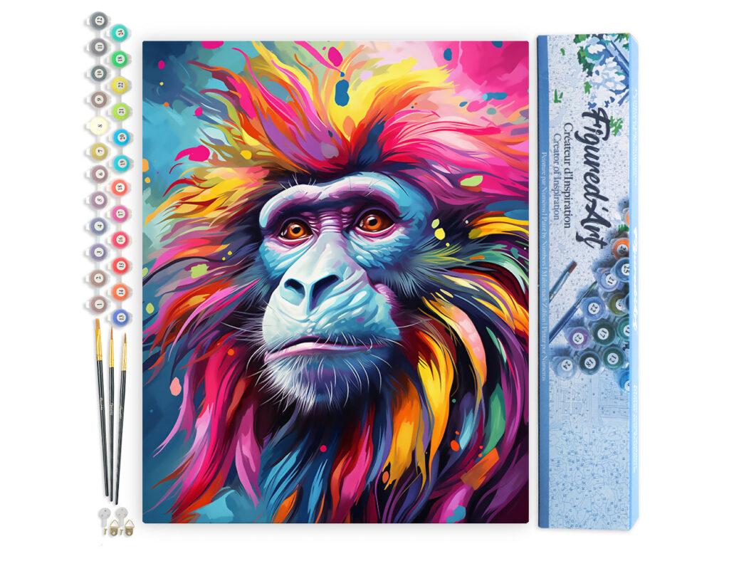 Babouin Coloré Abstrait - Toile roulée