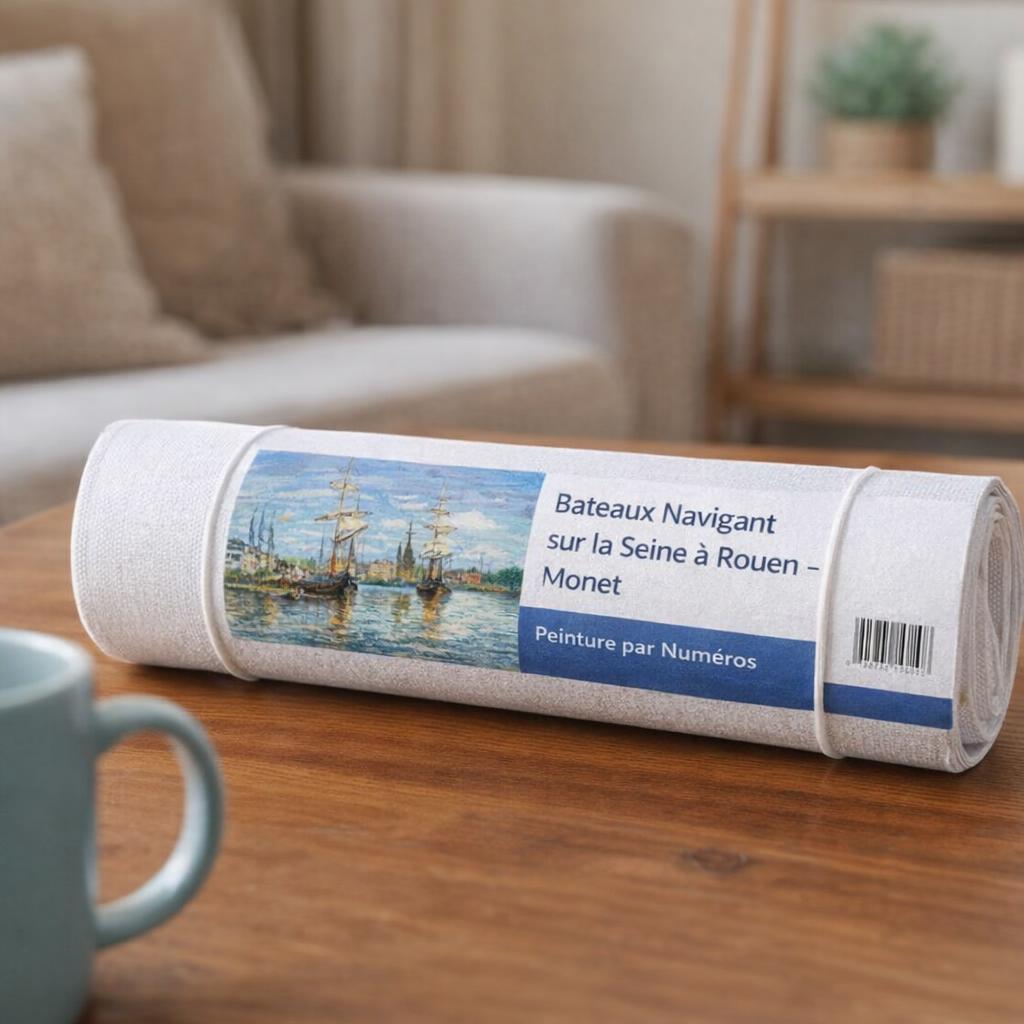 Bateaux Navigant sur la Seine à Rouen - Monet - Toile roulée