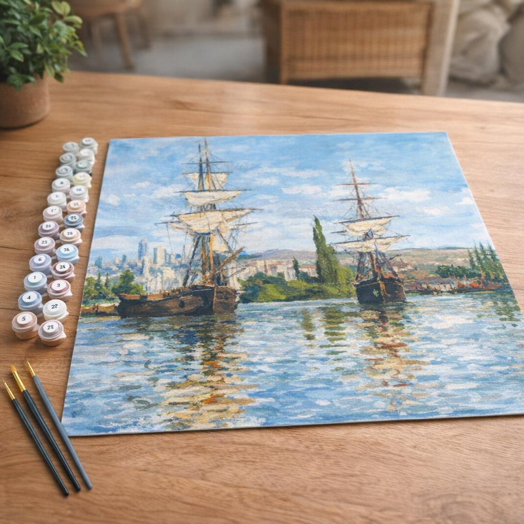 Bateaux Navigant sur la Seine à Rouen - Monet - Toile roulée