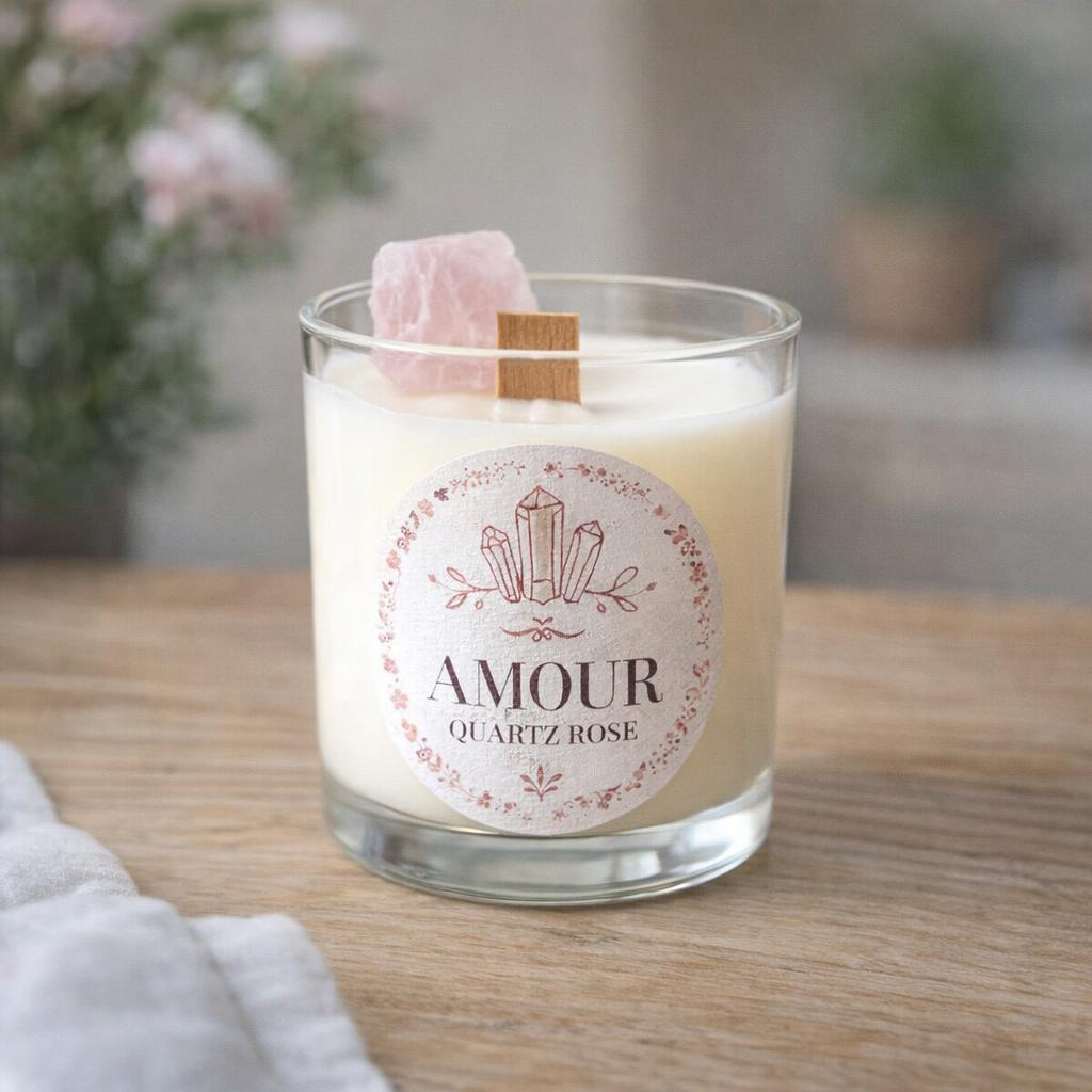 Kit DIY bougie Amour - Quartz Rose