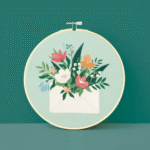 Kit broderie bouquet - Tambour 20cm