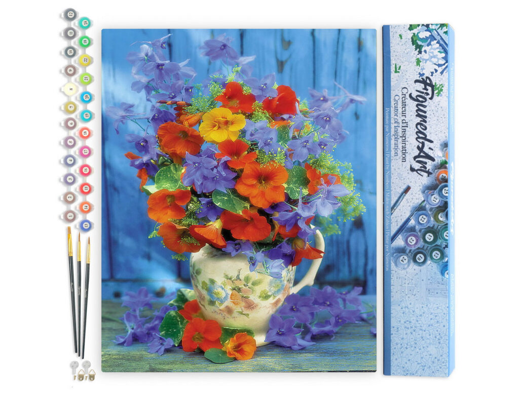 Bouquet orange et violet - Toile roulée