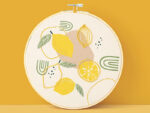 Kit broderie citron - Tambour 20cm