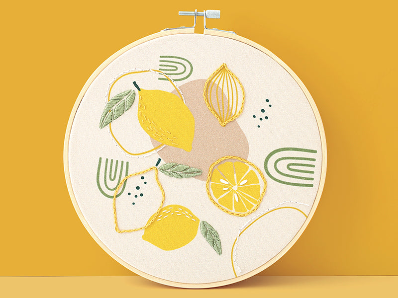 Kit broderie citron - Tambour 20cm