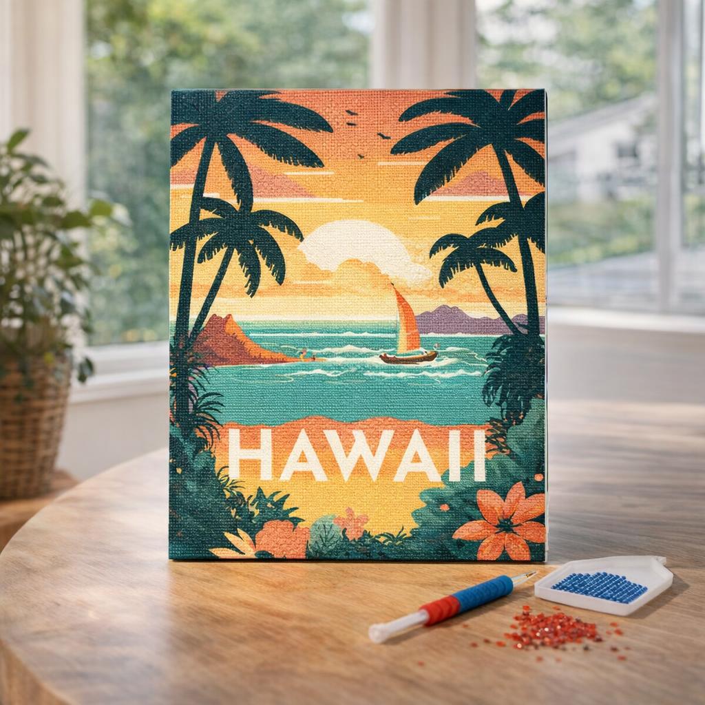 Broderie Diamant - Affiche Poster Hawaii