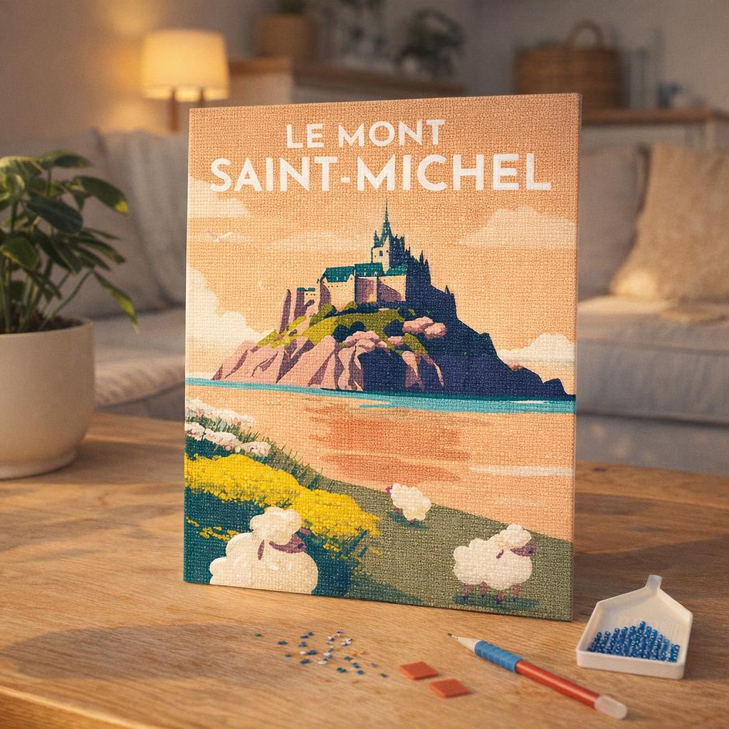 Broderie Diamant - Affiche Poster Mont Saint-Michel