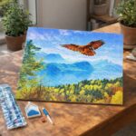 Broderie Diamant - Aigle et Paysage de Suisse