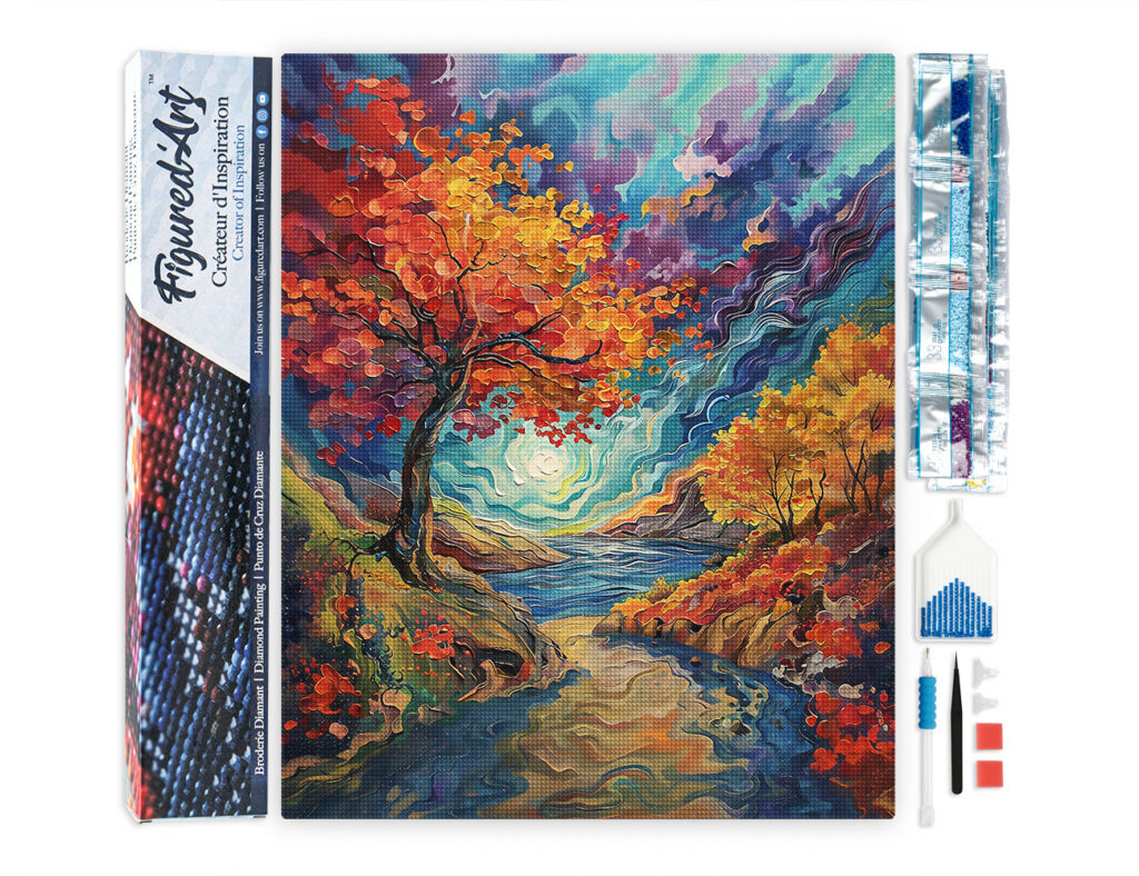Broderie Diamant - Automne surréaliste inspiré de Van Gogh