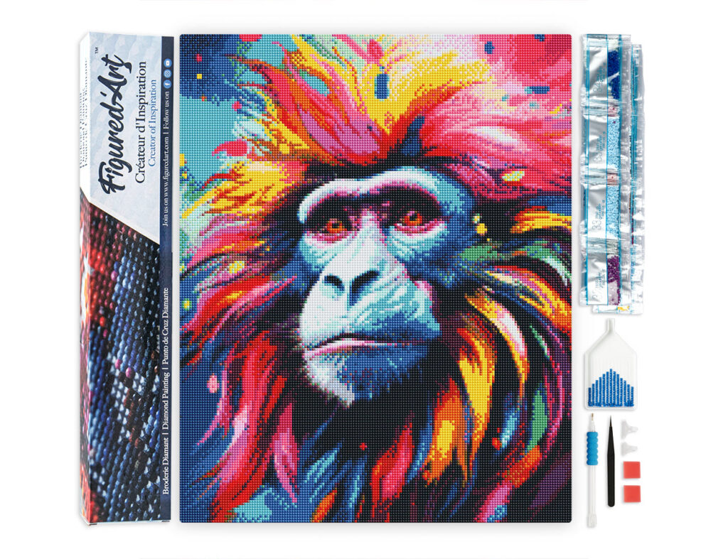 Broderie Diamant - Babouin Coloré Abstrait