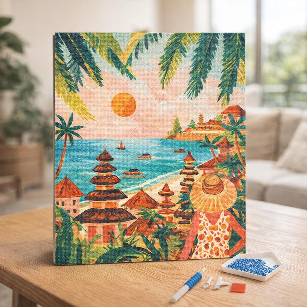 Broderie Diamant - Bali au coucher du soleil