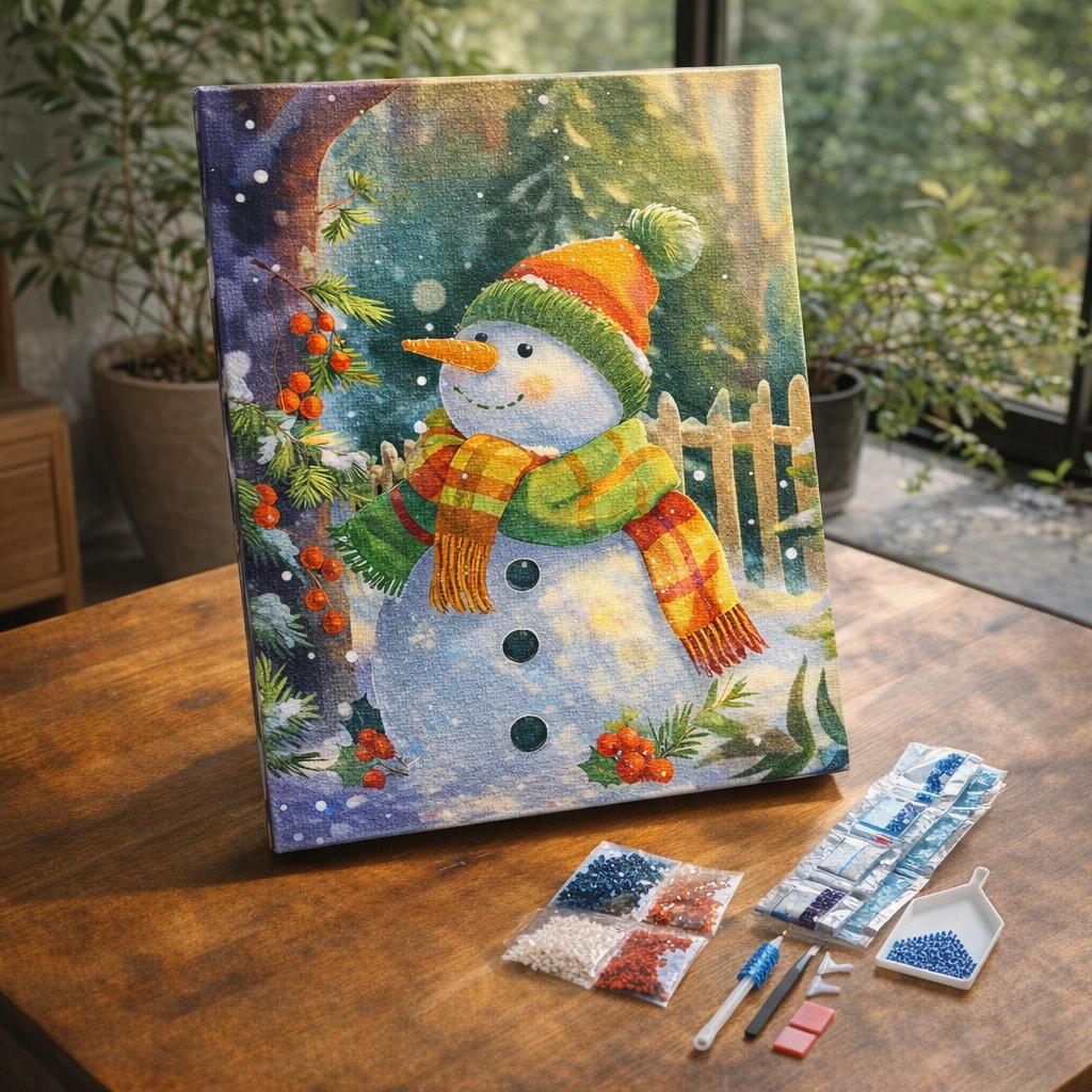 Broderie Diamant - Bonhomme de Neige Joyeux
