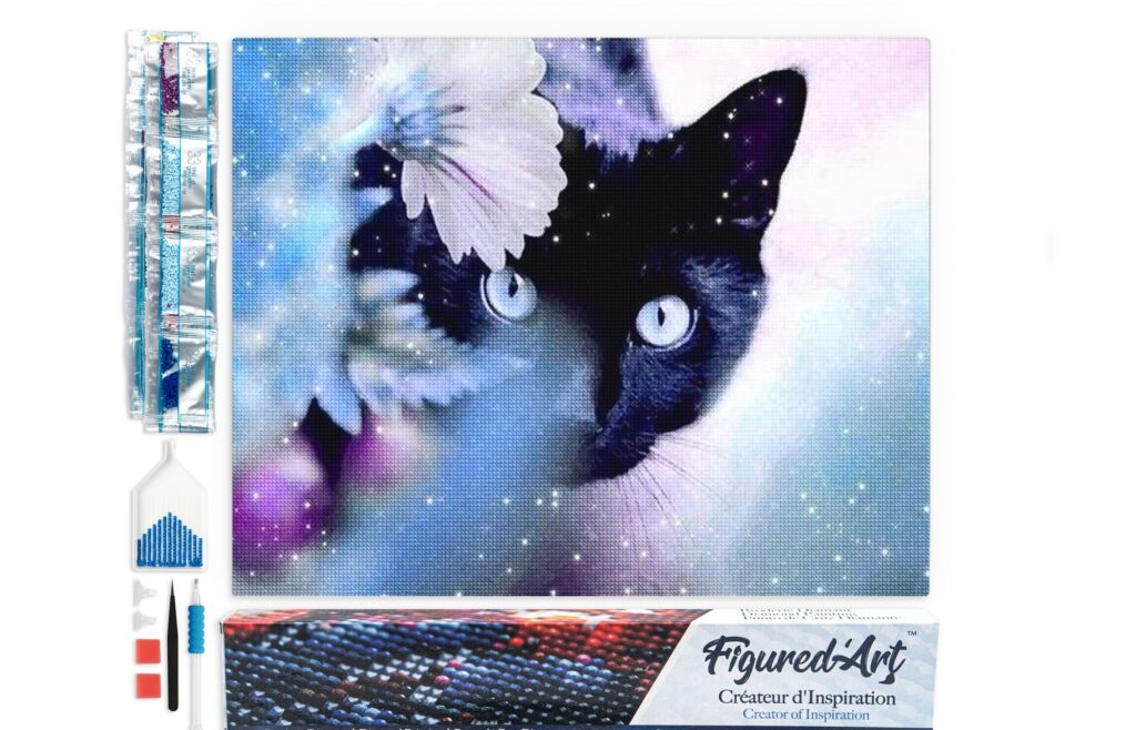 Broderie Diamant - Chat et Fleur