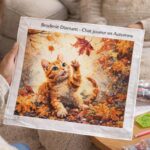 Broderie Diamant - Chat joueur en Automne