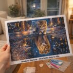 Broderie Diamant - Chat Reflet dans la Ville