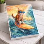 Broderie Diamant - Chat surfeur
