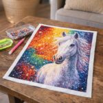 Broderie Diamant - Cheval et fond coloré