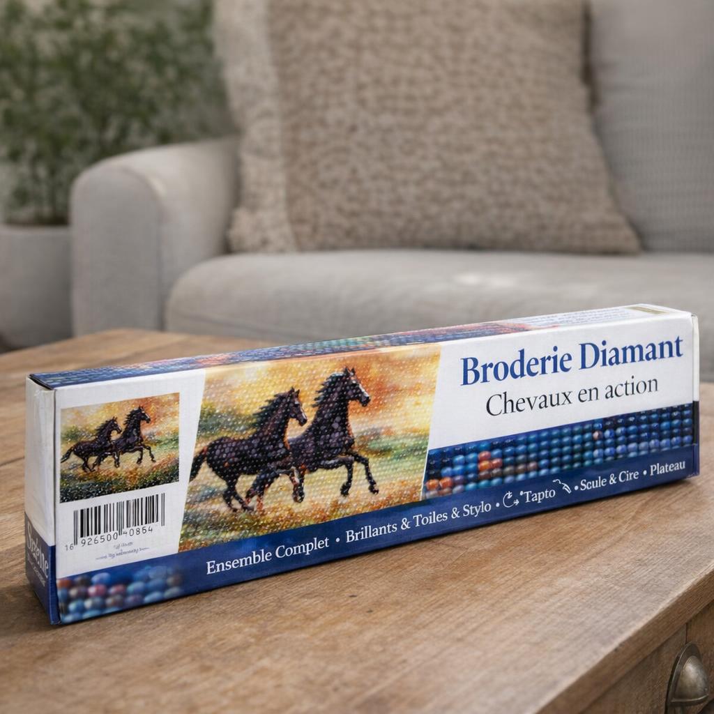 Broderie Diamant - Chevaux en action
