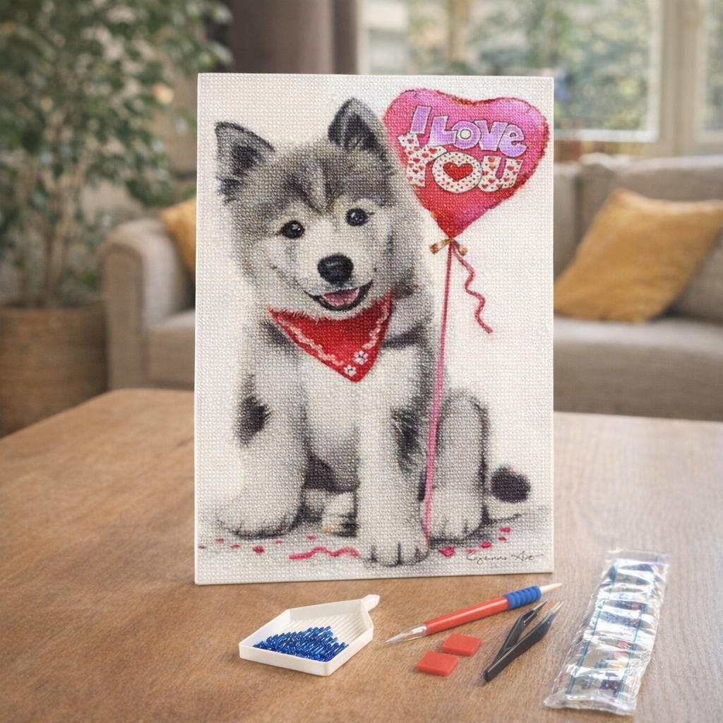 Broderie Diamant - Chien I Love You