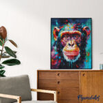 Broderie Diamant - Chimpanzé Coloré Abstrait