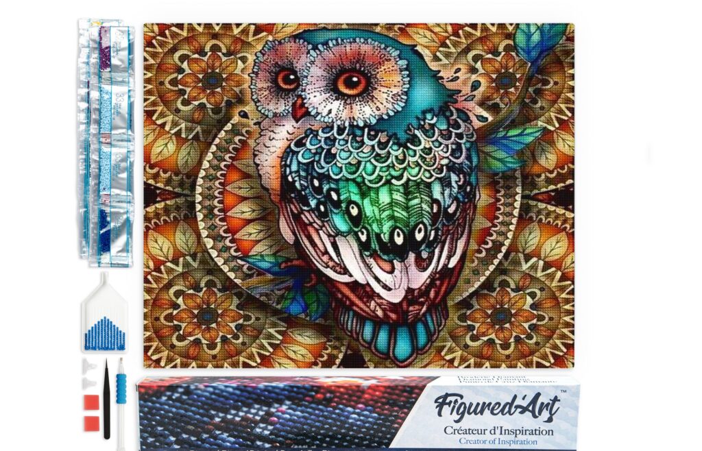 Broderie Diamant - Chouette précieuse