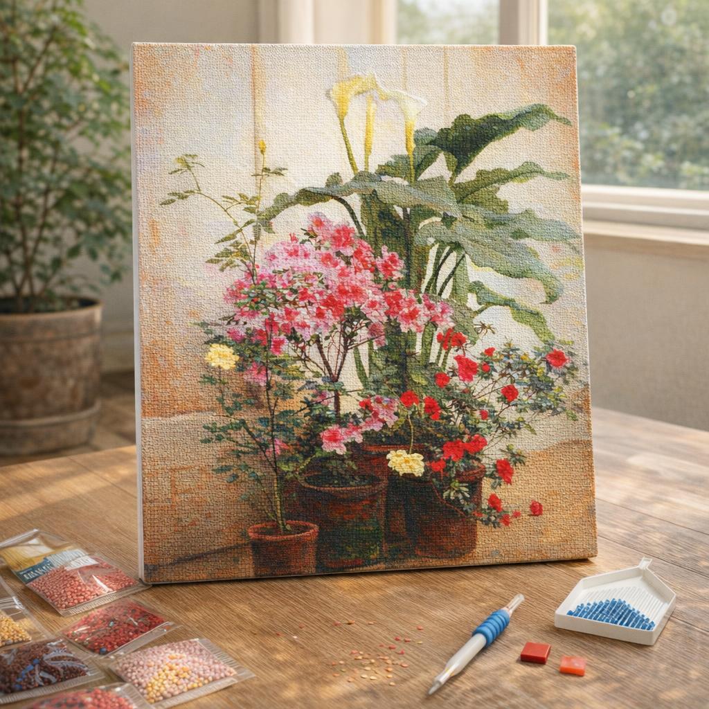 Broderie Diamant - Cottage de Noël enneigé