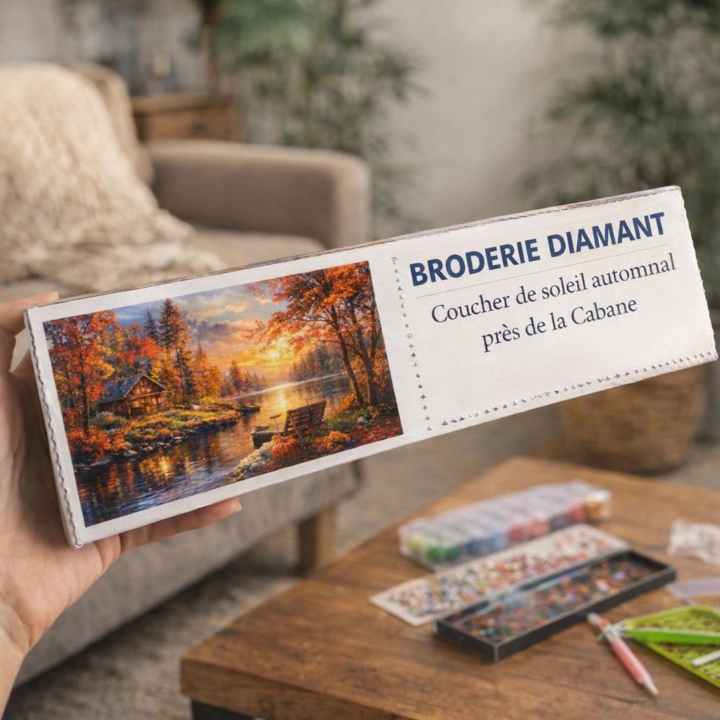 Broderie Diamant - Coucher de soleil automnal près de la Cabane