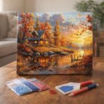 Broderie Diamant - Coucher de soleil automnal près de la Cabane