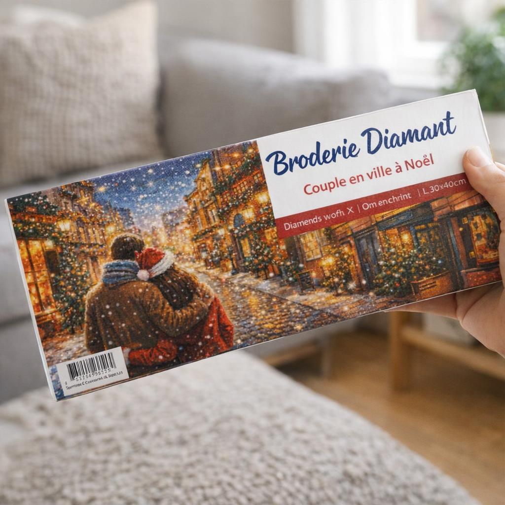 Broderie Diamant - Couple en Ville à Noël