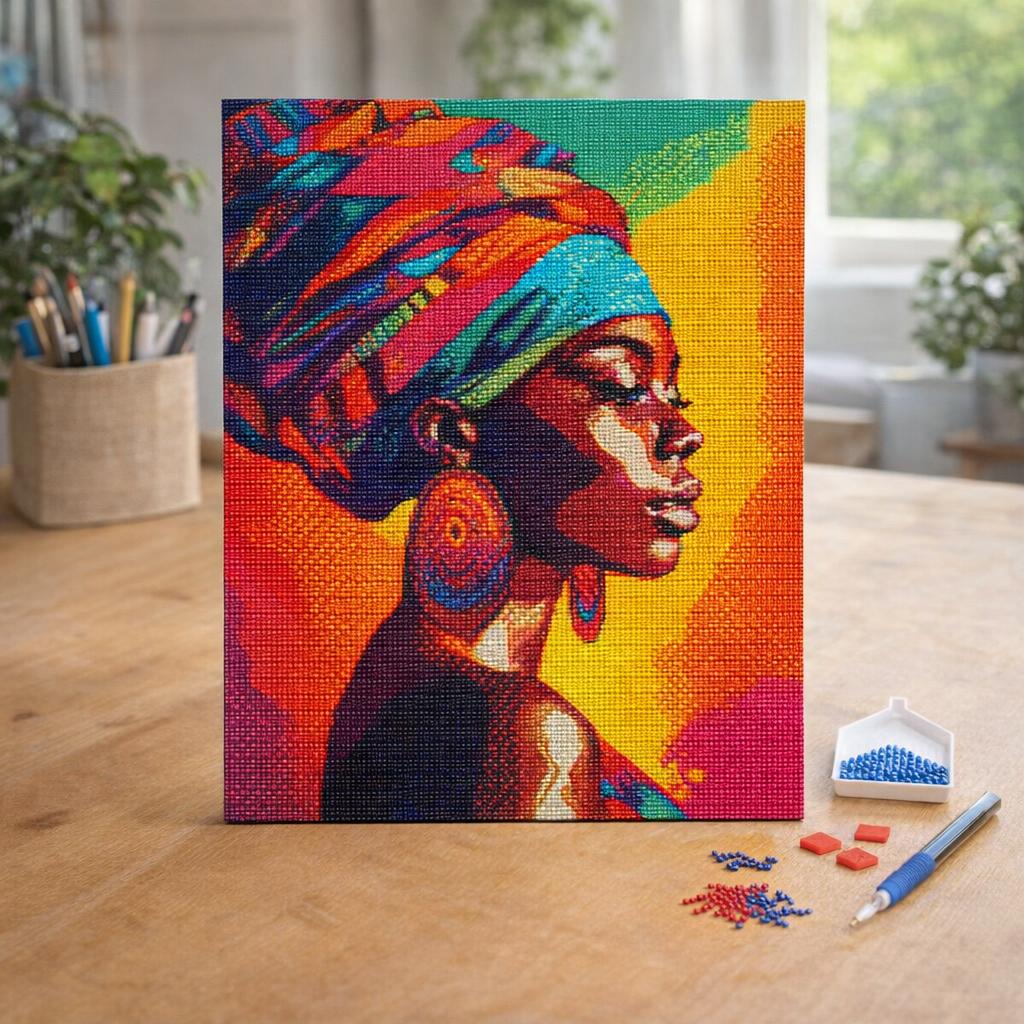 Broderie Diamant - Dame africaine lumineuse